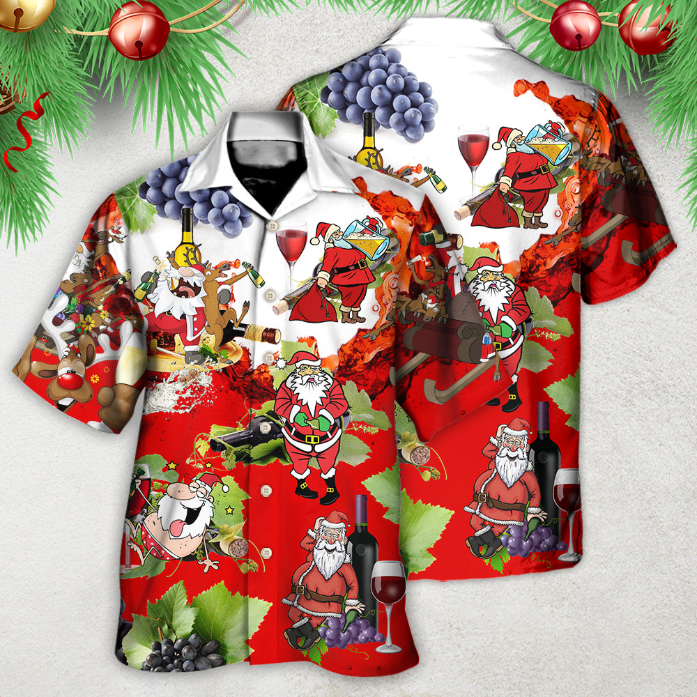 Christmas Santa Drunk Party Hawaiian Shirt Pattern Detail For Summer Holidays And Outdoor Fun