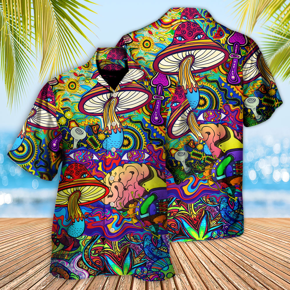Bohemian Colorful Mushroom Hawaiian Shirt For Summer Events And Casual Outdoor Wear