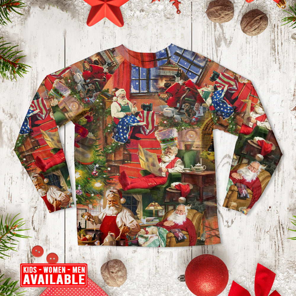 Santa Everyday Christmas Moments Long Sleeve Pajamas Set For Holiday Travel And Comfortable Home Wear