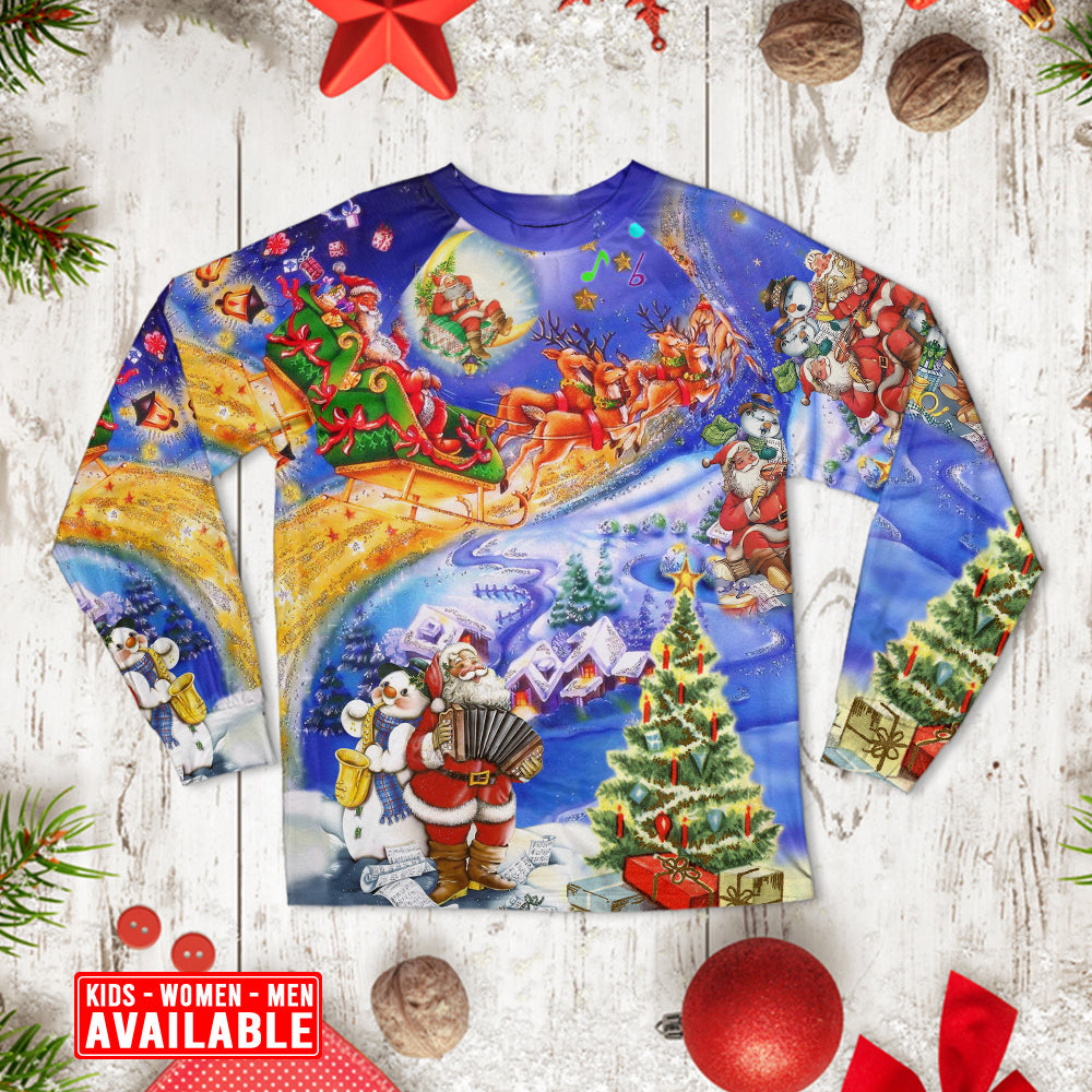 Santa Christmas Joy Long Sleeve Pajamas Set For Holiday Travel And Comfortable Home Wear