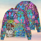 Hippie Cat Colorful World Sweater For Festival Adventures Vacations And Relaxed Daily Styling