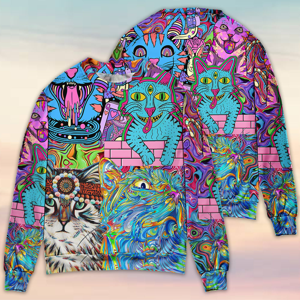 Hippie Cat Colorful World Sweater For Festival Adventures Vacations And Relaxed Daily Styling