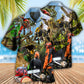 Arborist Tree Surgeon Climbing Continuous Hawaiian Shirt Pattern View For Relaxed Warm Weather Outfits