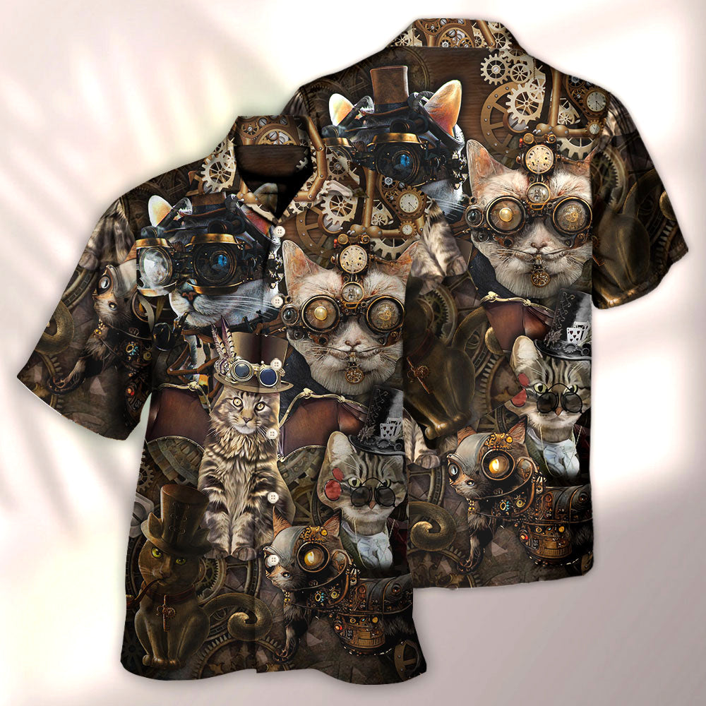 Steampunk Cat We're Mad Hawaiian Shirt For Summer Events And Casual Outdoor Wear