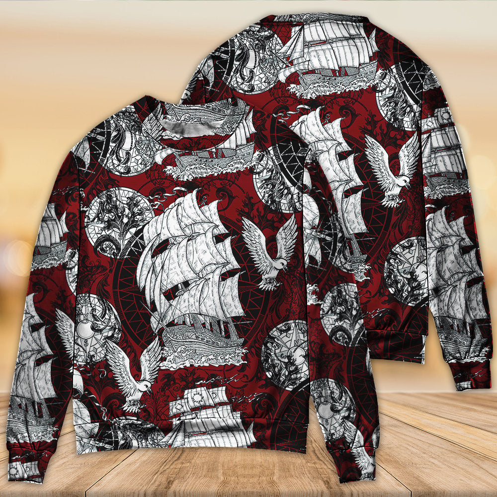 Sailing Ship Old Vintage Anchor Sea Sweater For Seaside Adventures Outdoor Events And Relaxed Daily Style