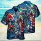 Christmas Santa Biker Driving Hawaiian Shirt Design View For Casual Summer Styling