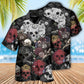 Dark Skull Tabletop Dice Fantasy Hawaiian Shirt Artwork Detail For Resort Trips And Outdoor Activities