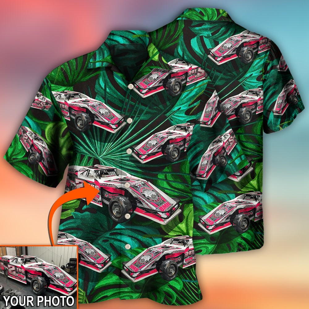 Tropical Floral Car Dirty Track Racing Custom Hawaiian Shirt For Summer Vacation And Beach Travel