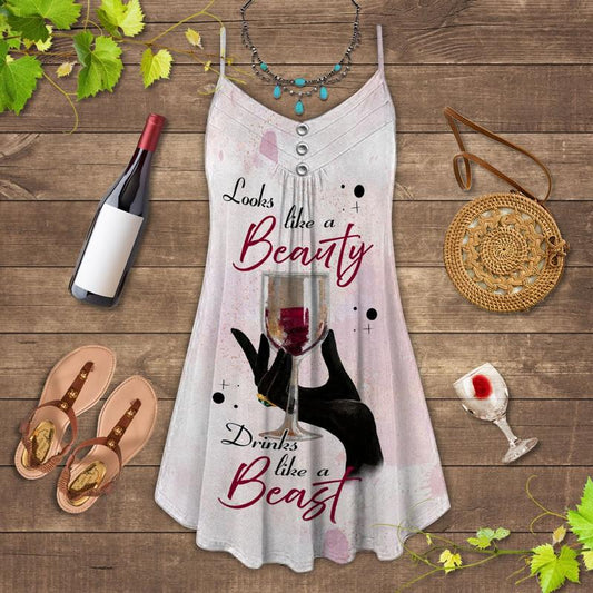 Wine And Summer Vibes Limited 3 – Women's Summer Sleeveless V-Neck Camisole Dress