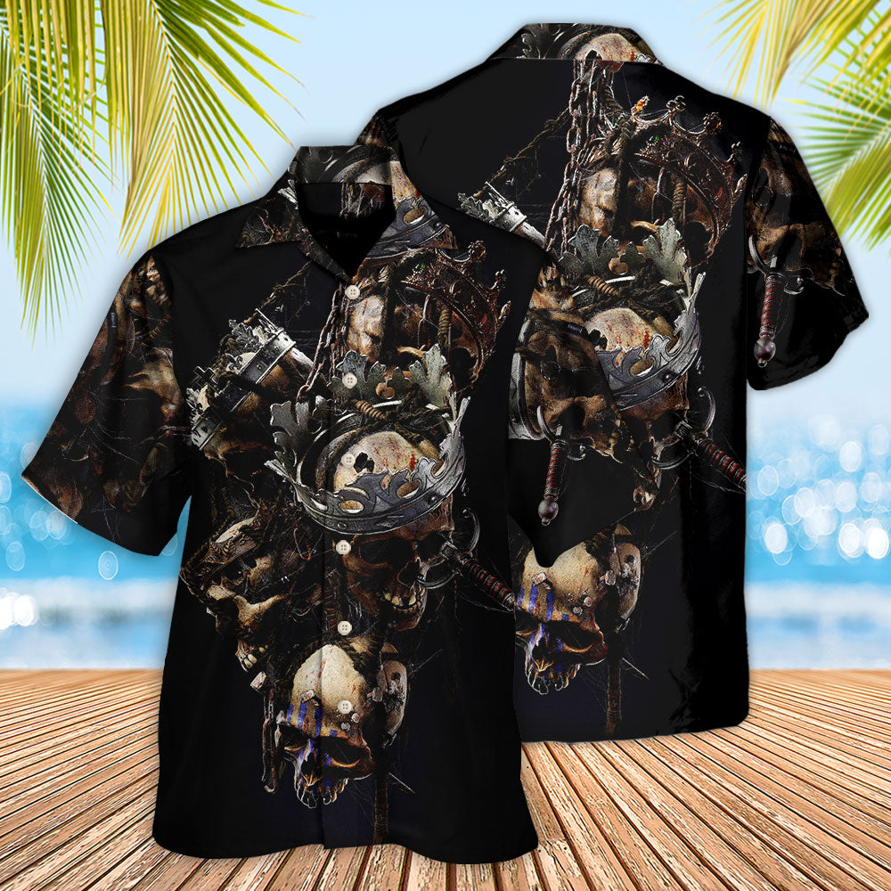 Skull Death King Hawaiian Shirt Pattern View For Relaxed Warm Weather Outfits