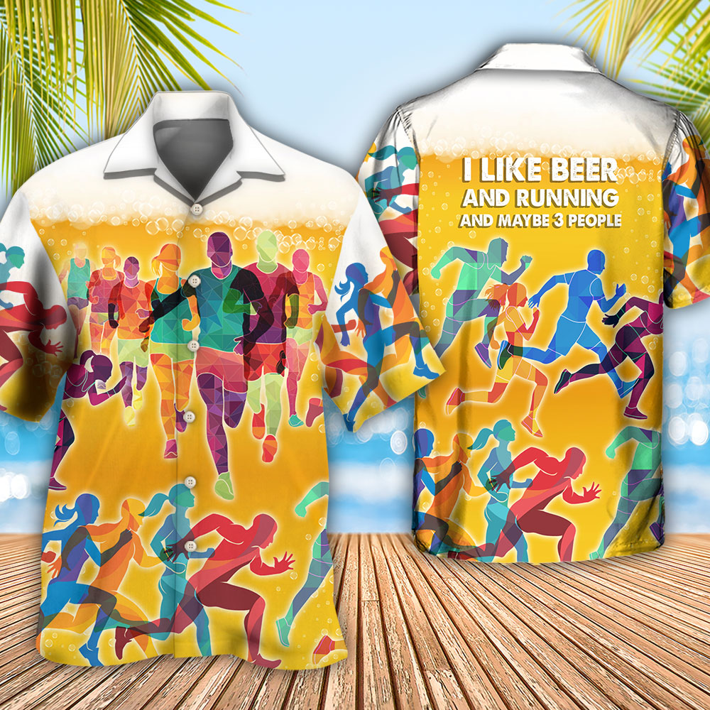 Beer Running Hawaiian Shirt For Summer Vacation And Beach Travel