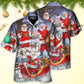 Funny Festive Happy Christmas Hawaiian Shirt Pattern Detail For Summer Holidays And Outdoor Fun