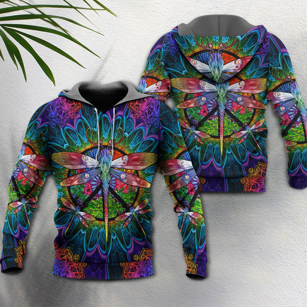 Hippie Dragonfly Mandala Peace Hoodie For Colorful Outings Music Events And Everyday Style