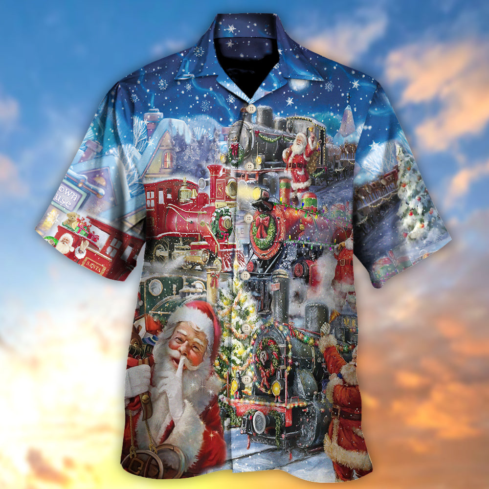 Christmas Train Hawaiian Shirt Resort Outfit View For Casual Outings