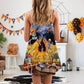 Halloween Skeleton Party Pumpkin Scary V-Neck Sleeveless Cami Dress For Vacations And Casual Warm Weather Wear
