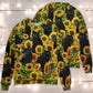 Black Cat Sunflower Sweater For Nature Inspired Fashion Events And Relaxed Everyday Comfort