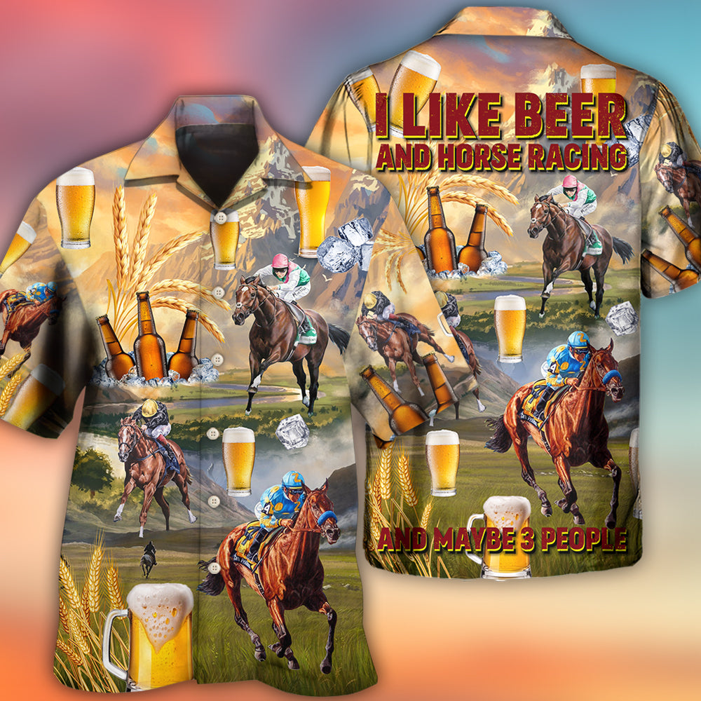 Horse Beer Racing Steppe Hawaiian Shirt Pattern Detail For Vacation Travel And Daily Wear