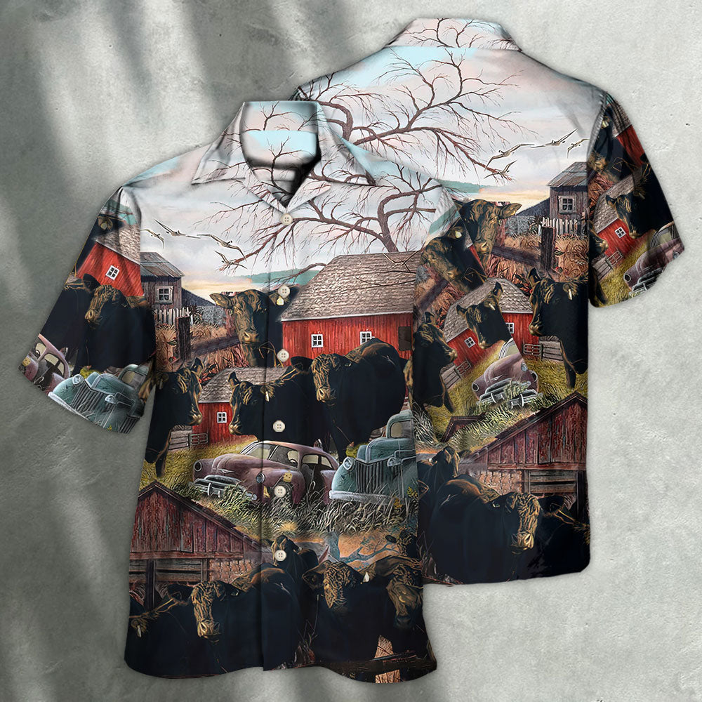 Rustic Cow Farm Country Hawaiian Shirt For Warm Weather Adventures And Everyday Comfort