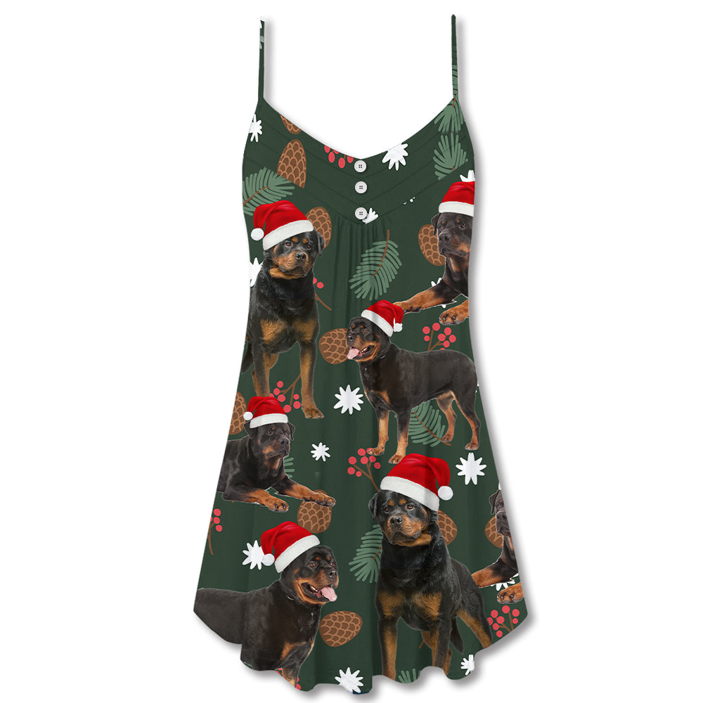 Christmas Is Better With Dog Companion V-Neck Sleeveless Cami Dress For Vacations And Casual Warm Weather Wear