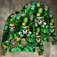 Irish Skull St Patrick Green Light Sweater For Art Lovers Holidays Parties And Comfortable Wear