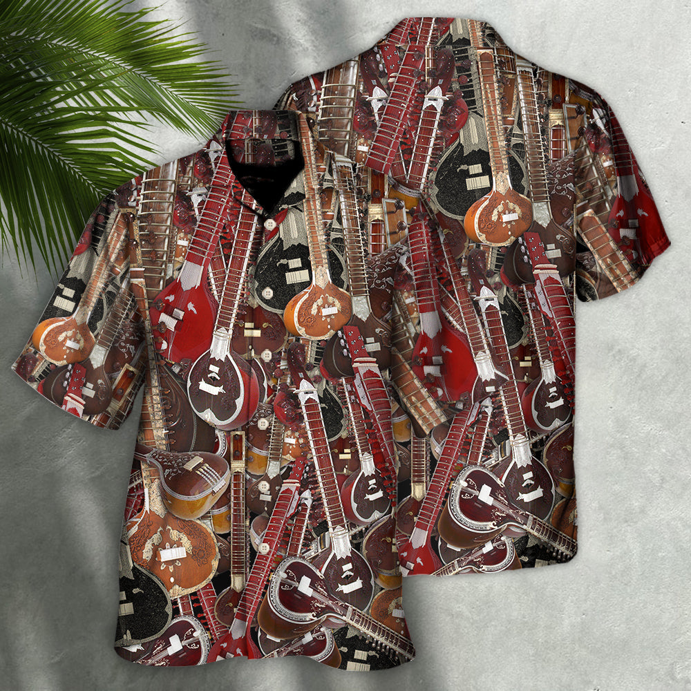 Music Sitar Awesome Play Hawaiian Shirt Artwork Detail For Resort Trips And Outdoor Activities