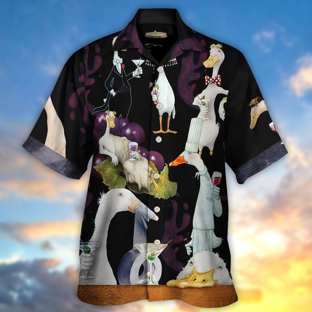 Duck Cocktail Hawaiian Shirt For Resort Getaways And Comfortable Summer Activities