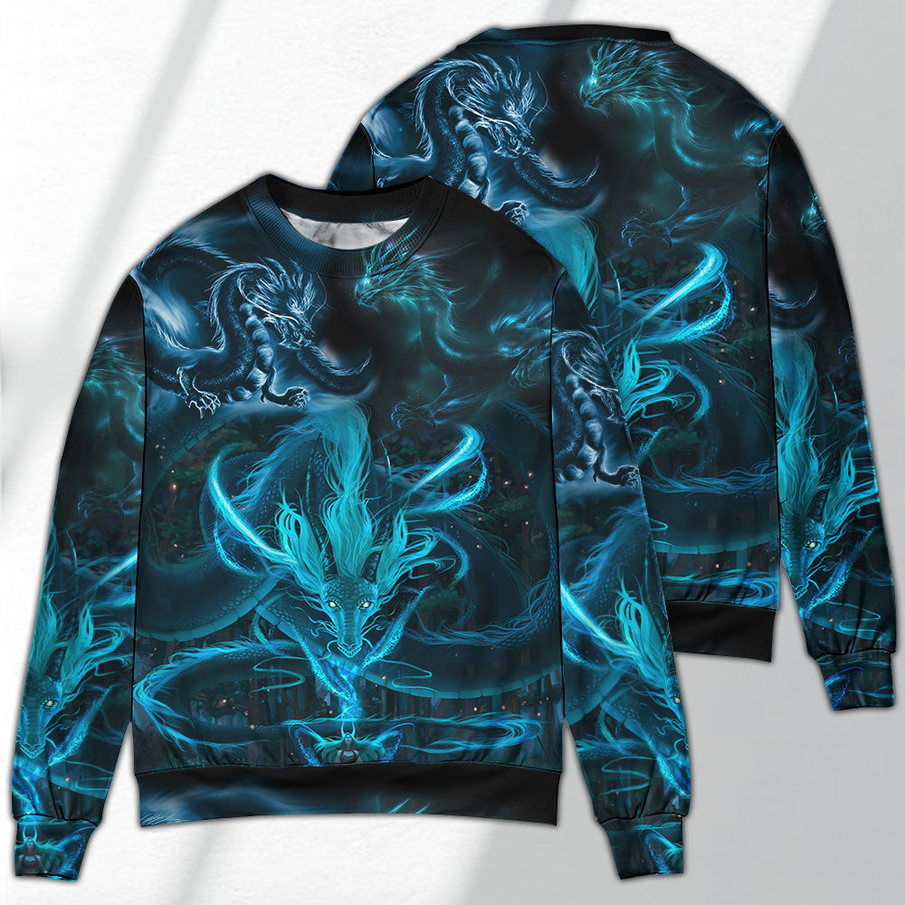 Blue Dragon Lightning Witch Fantasy Sweater For Alternative Fashion Events And Thoughtful Seasonal Gifts