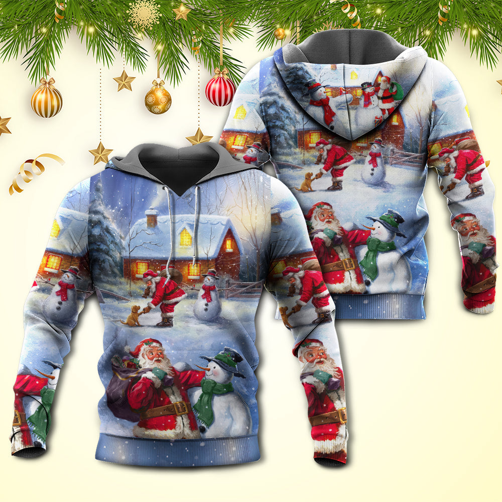 Christmas Santa Love Snowman Village Gift Hoodie For Festive Celebrations Seasonal Trips And Relaxed Winter Wear