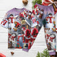 Santa Building A Snowman Gift Short Sleeve Pajamas Set For Festive Sleepovers And Family Photos