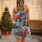Christmas Santa Driving Red Truck V-Neck Sleeveless Cami Dress For Festive Events And Casual Summer Styling