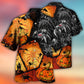 Halloween Spooky Spider Pumpkin Hawaiian Shirt Print Closeup For Island Holidays