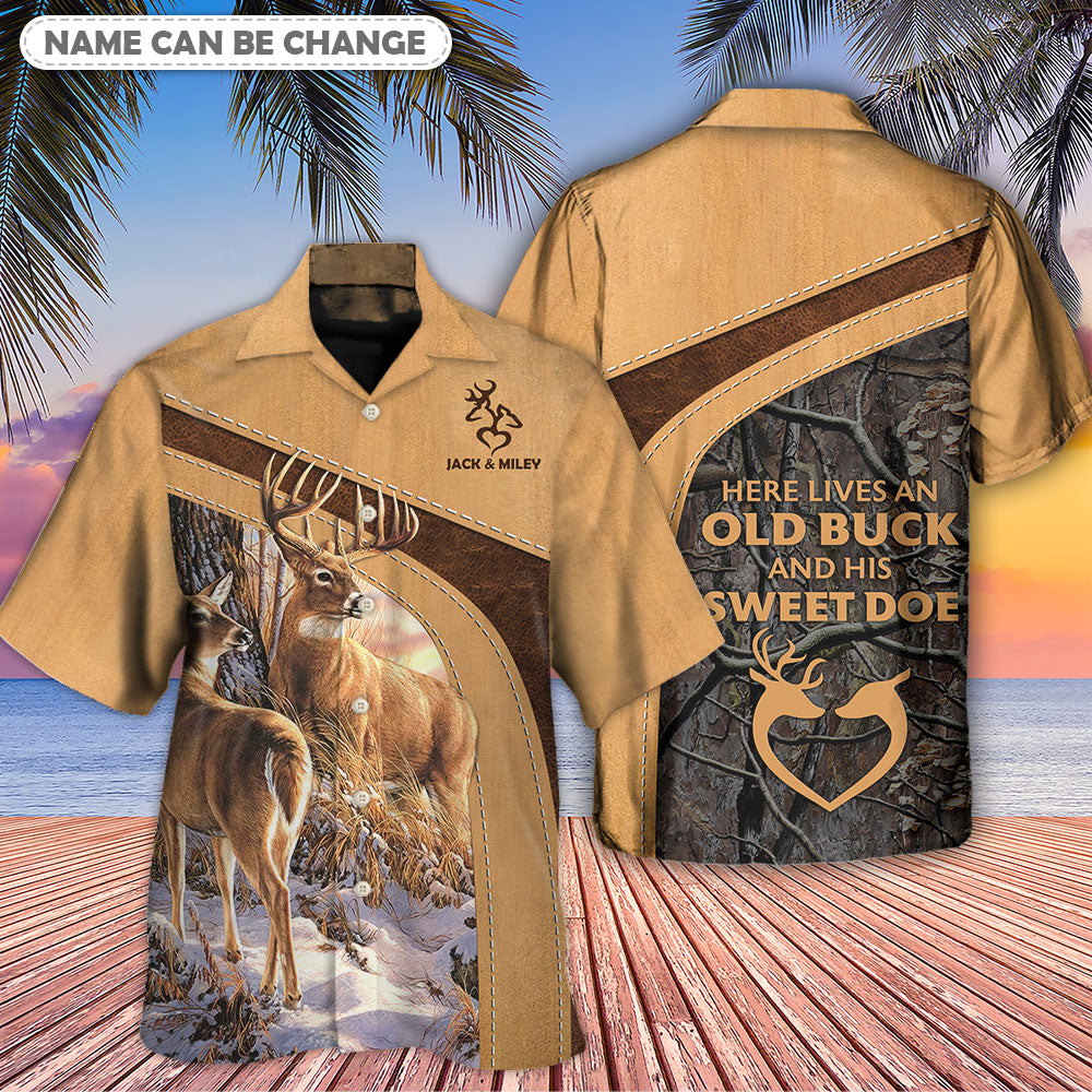 Deer Old Buck Sweet Doe Personalized Hawaiian Shirt For Summer Vacation And Beach Travel