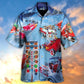 Christmas Santa Light Hawaiian Shirt Tropical Styling View For Coastal Travel