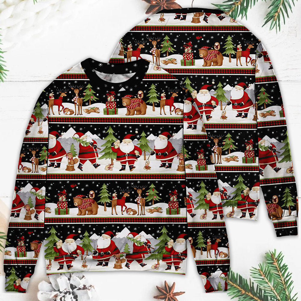 Christmas Happy Night With Santa Friends Sweater For Festive Parties Family Photos And Comfortable Seasonal Wear