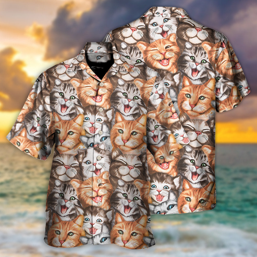 Cute Happy Funny Cat Little Hawaiian Shirt For Resort Getaways And Comfortable Summer Activities