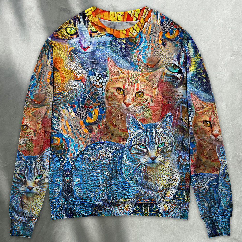Cat Mosaic Sweater For Animal Lovers Casual Wear Holidays And Thoughtful Gifting