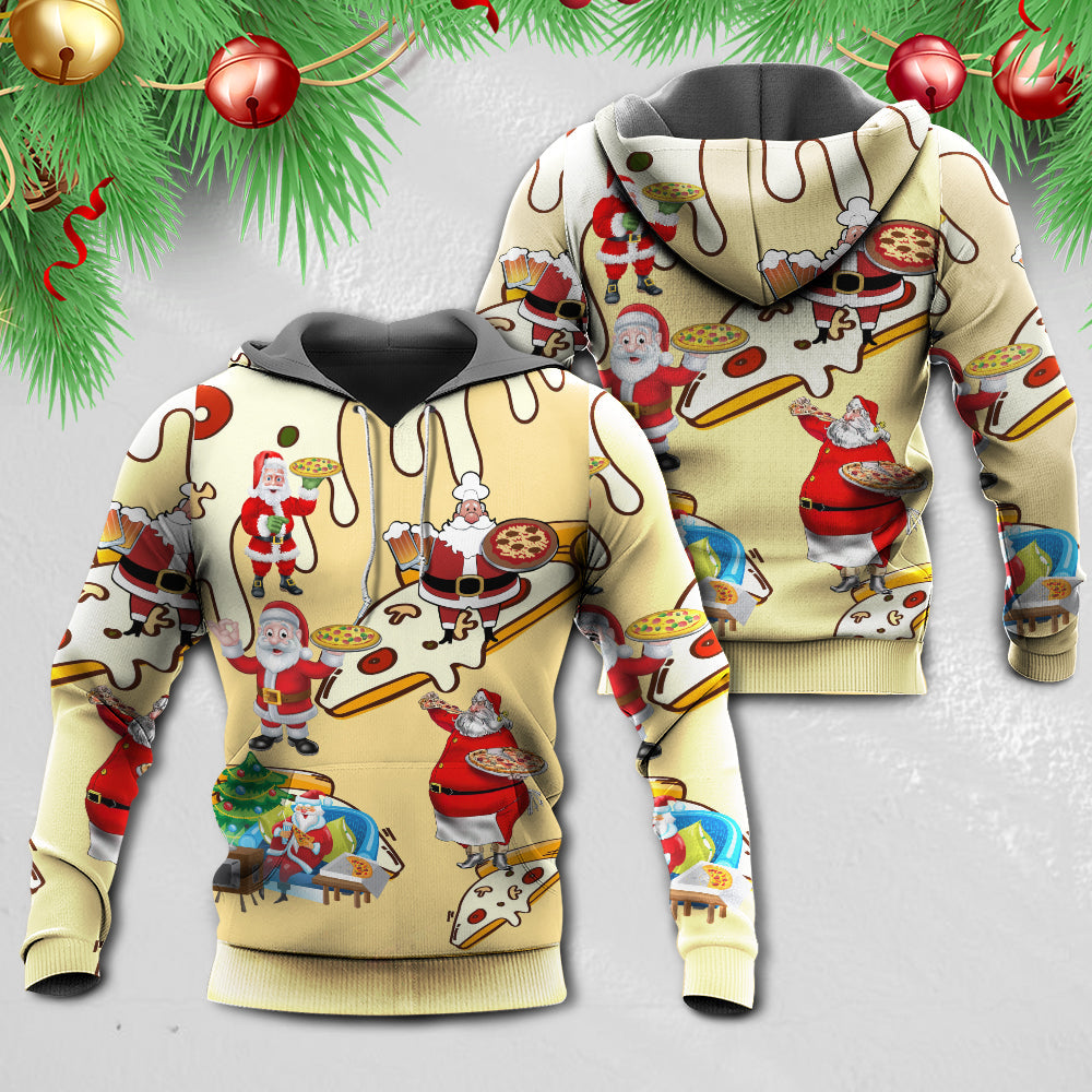 Santa Pizza Night Christmas Hoodie For Holiday Gatherings Winter Travel And Seasonal Gifting
