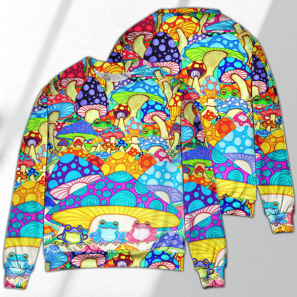 Hippie Frog Mushroom Peace Sweater For Psychedelic Art Fans Outdoor Events And Distinctive Gifts