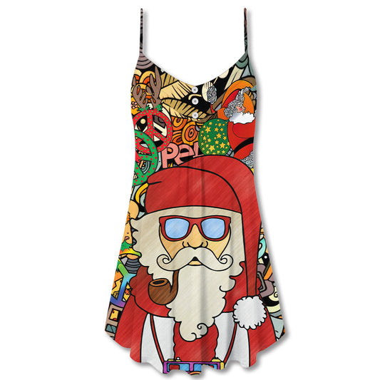 Christmas Hippie Santa Style – Women's Summer Sleeveless V-Neck Camisole Dress