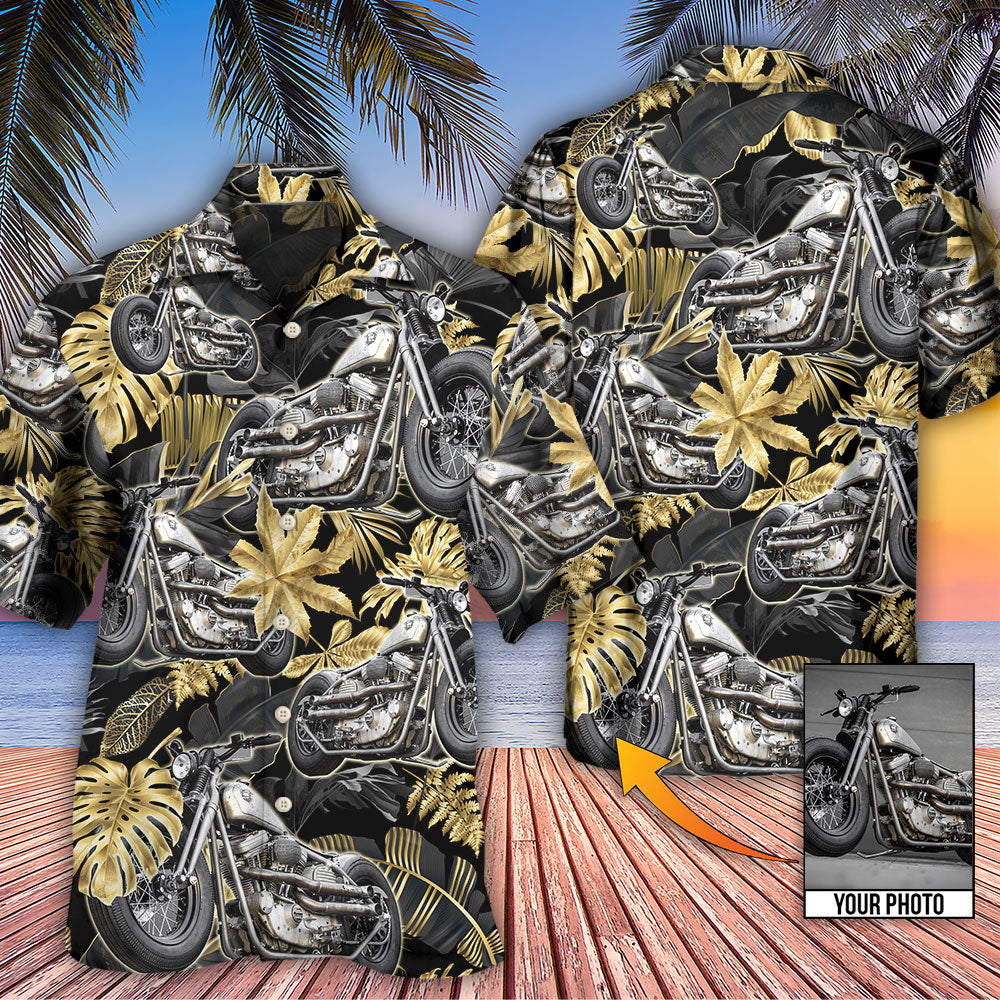 Tropical Motorcycle Bobber Vibe Custom Photo Hawaiian Shirt Design View For Resort Travel And Thoughtful Gifting