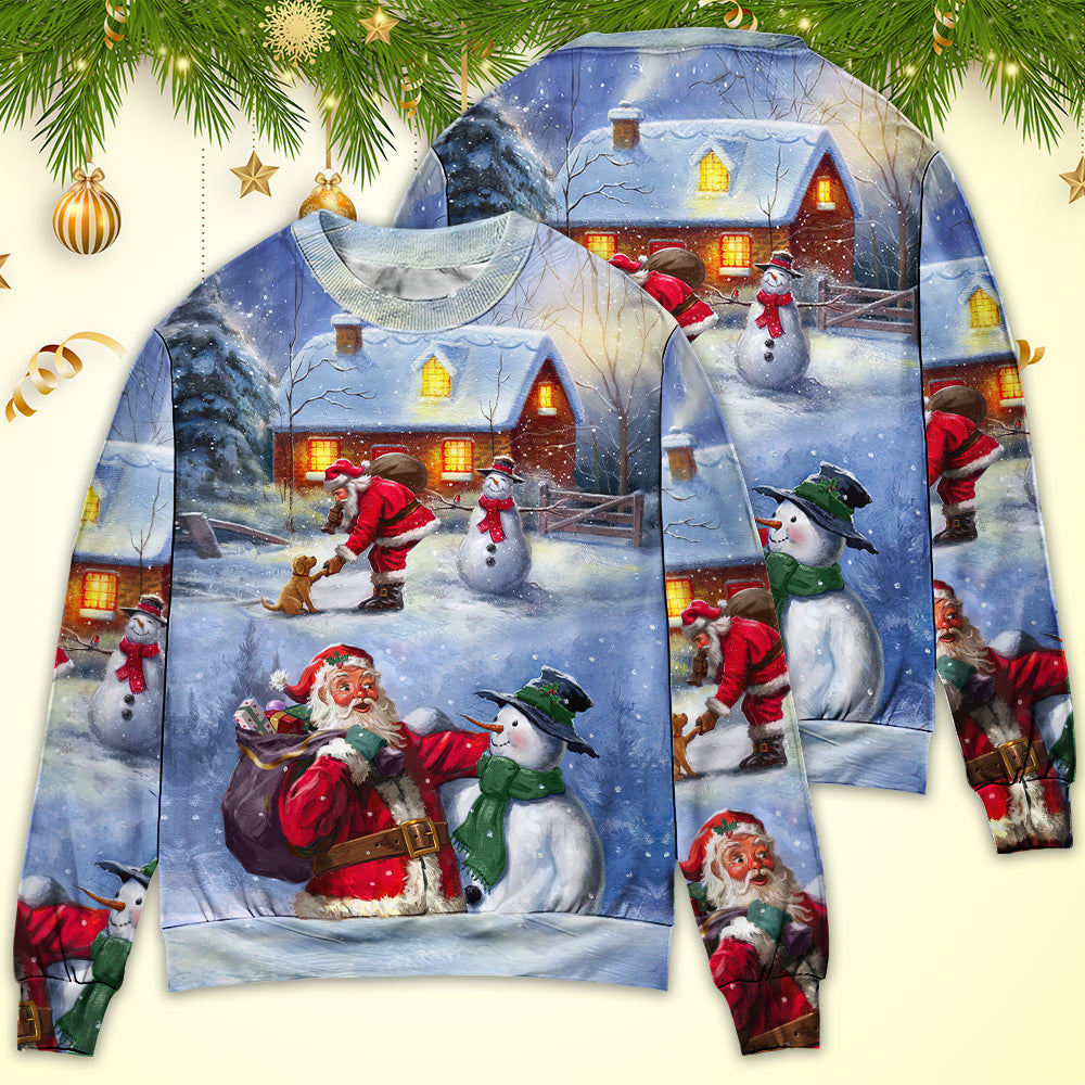 Christmas Santa Snowman Village Sweater For Seasonal Parties Cozy Gatherings And Thoughtful Holiday Gifts
