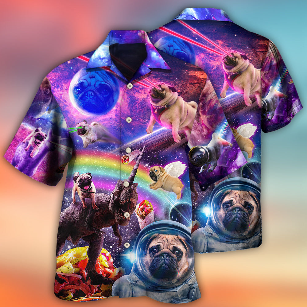 Fantasy Galaxy Pug Rainbow Space Hawaiian Shirt Design View For Beach Days