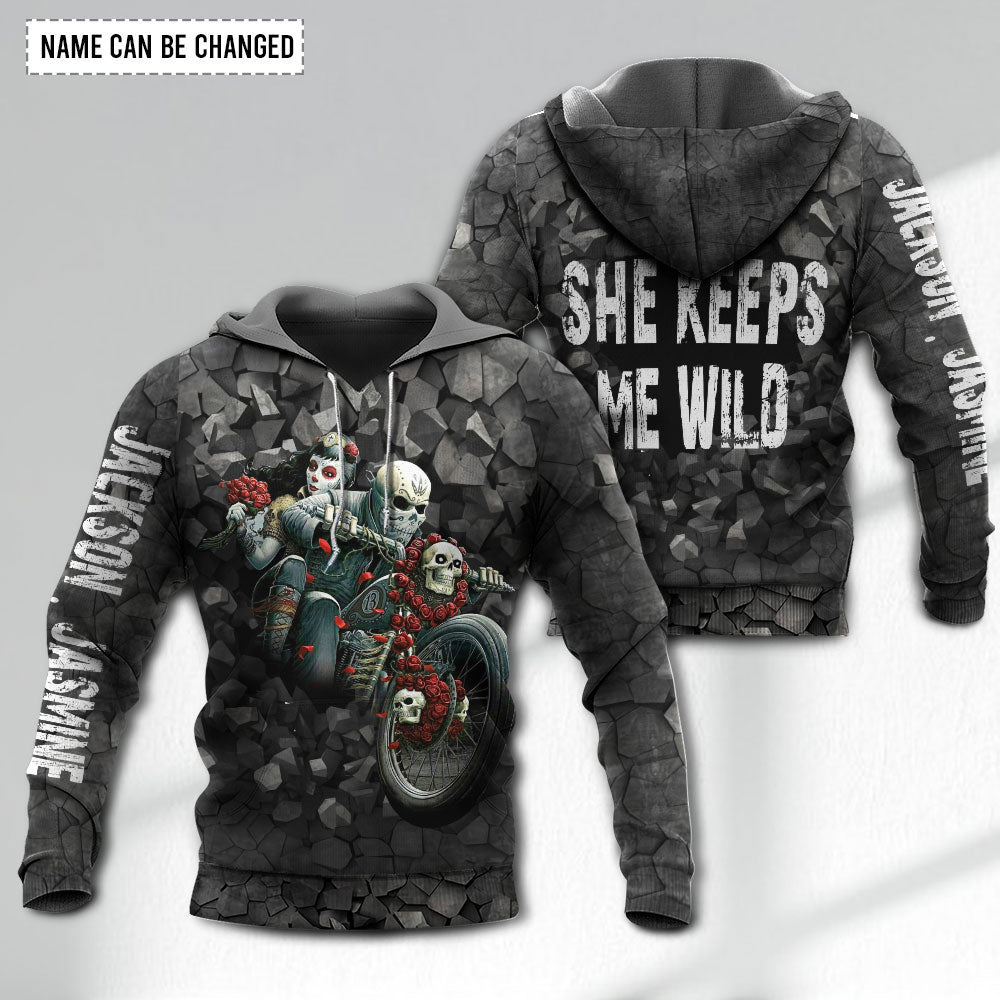 Motorcycle Couple Skull Wild Love Personalized Hoodie For Automotive Fans Seasonal Travel And Casual Streetwear