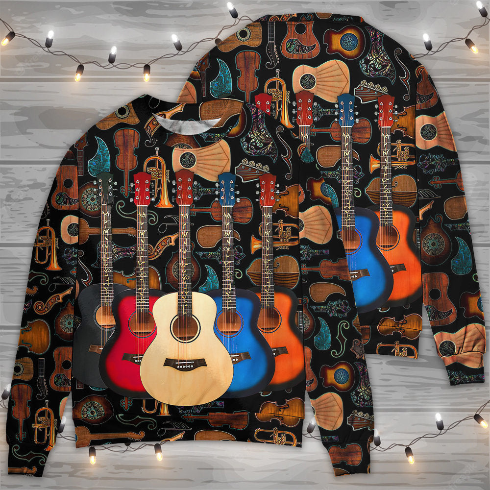 Guitar Music Happy Sweater For Concert Outings Weekend Travel And Relaxed Everyday Styling