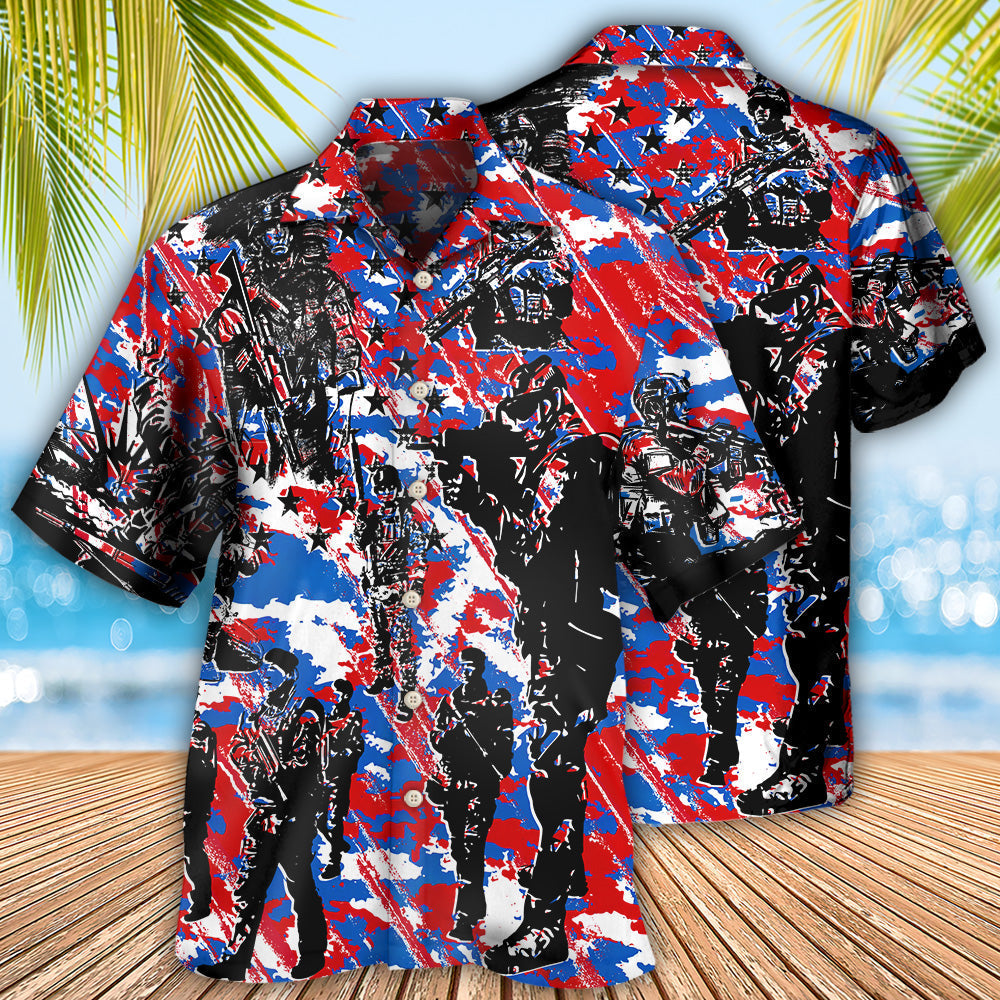 Patriotic Veteran Independence Day Camouflage Hawaiian Shirt For Summer Events And Casual Outdoor Wear