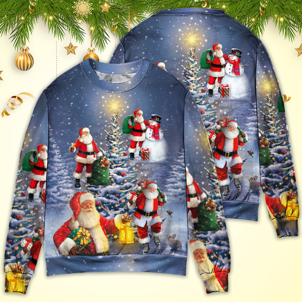 Christmas Santa Holiday Lights Xmas Tree Sweater For Holiday Parties Family Gatherings And Seasonal Gift Giving