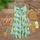 Fruit Pineapple Tropical V-Neck Sleeveless Cami Dress For Coastal Travel And Relaxed Summer Wear