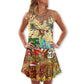 Christmas Tiki Island Holiday Vibes V-Neck Sleeveless Cami Dress For Festive Events And Casual Summer Styling