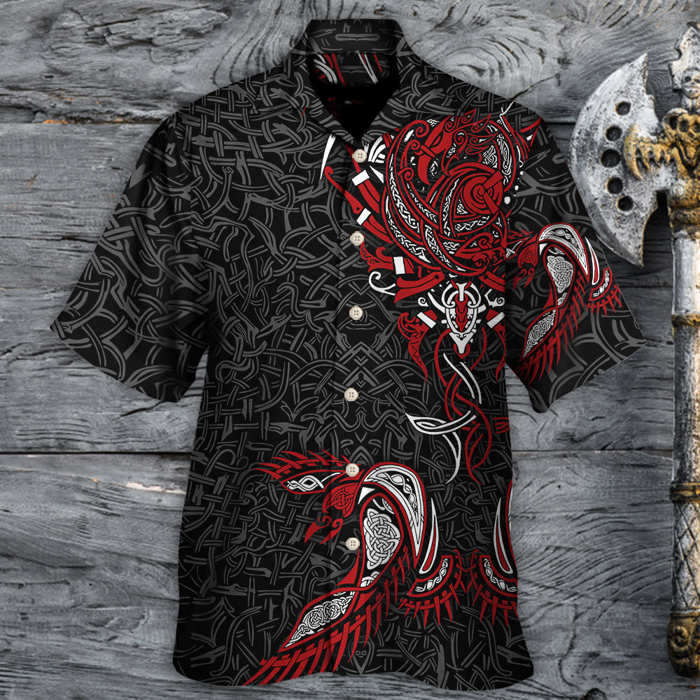 Norse Warrior War Raven Hawaiian Shirt For Resort Getaways And Comfortable Summer Activities
