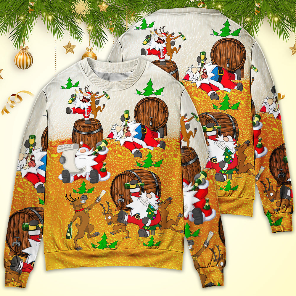 Christmas Santa Drunk Beer Funny Happy Holiday Sweater For Festive Parties Family Photos And Comfortable Seasonal Wear